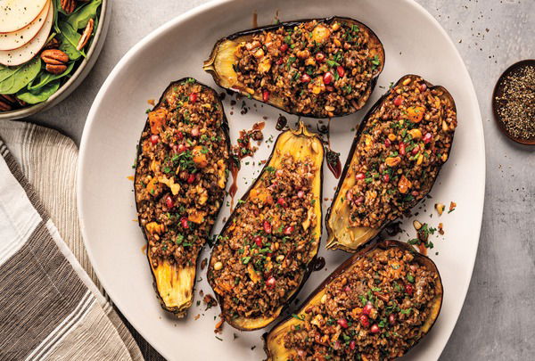 Holiday Vegan Stuffed Eggplant